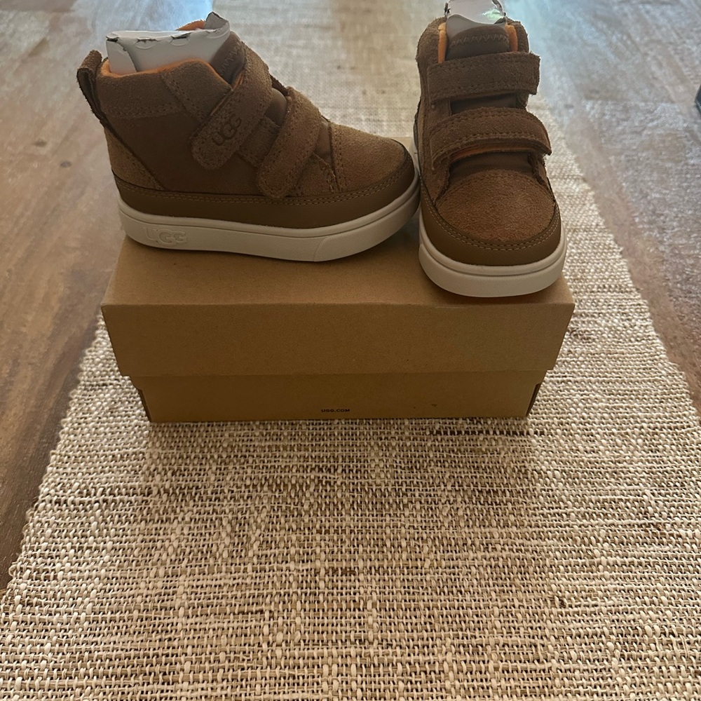 Toddler UGG Brown Suede Boots with Velcro Closure